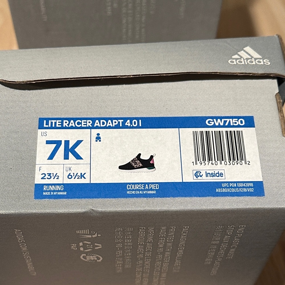 adidas Lite Racer Adapt 4.0 I Kids Sneakers Black with Pink and Teal Accents